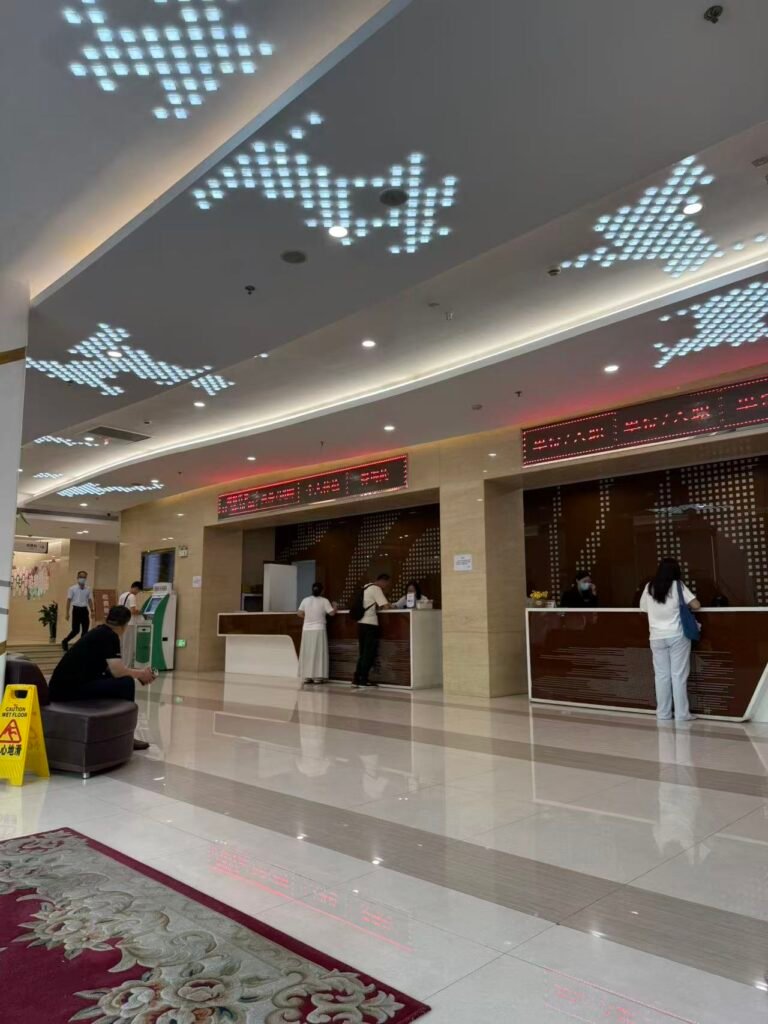 Hospital reception counters and public lobby in Shanghai